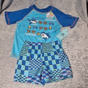 Boys Shark Kids Rashguard Set Size 5/6